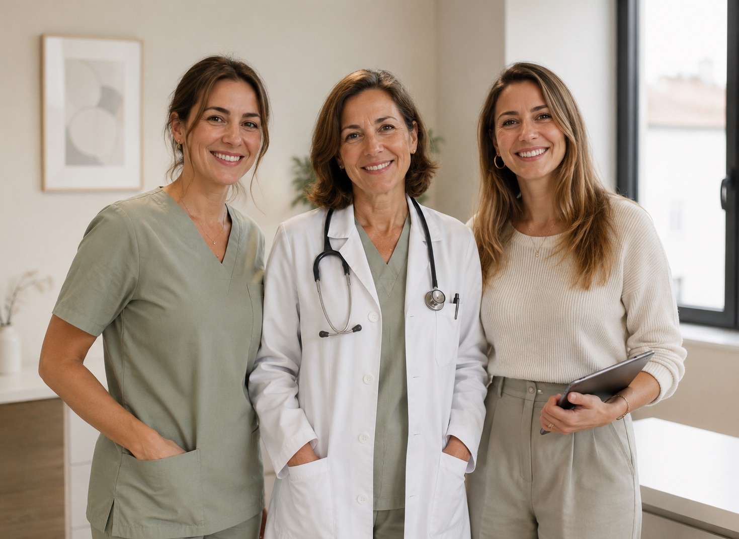 Gynécologue, infirmière et nutritionniste de l'équipe